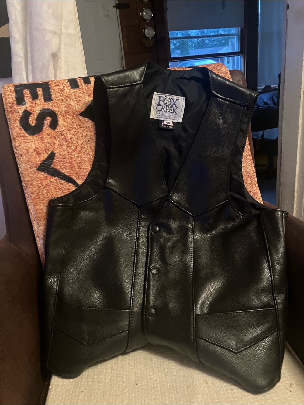 Men's Black Leather Vest